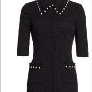 Black boucle dress with faux pearl trim- simple elegant